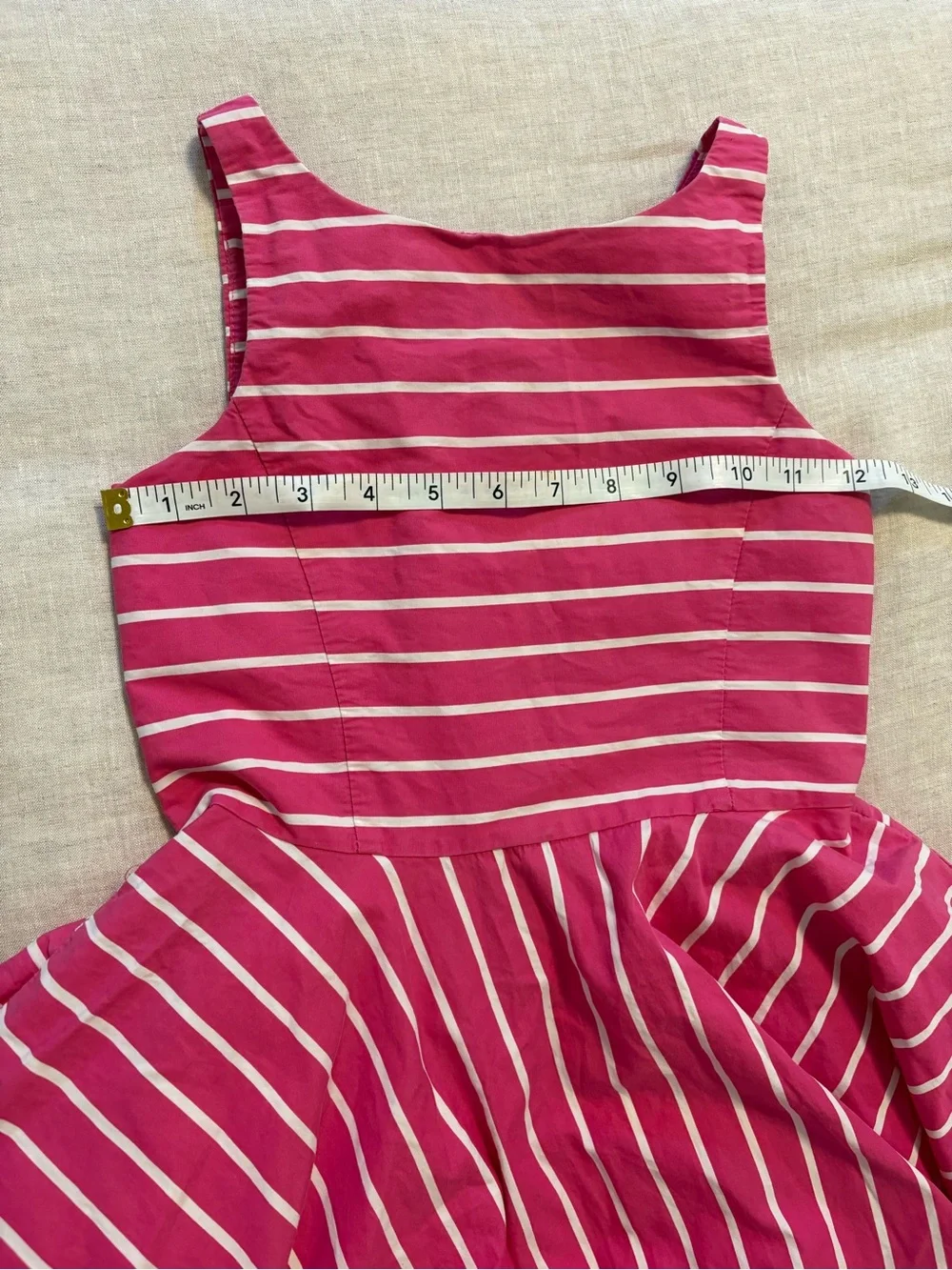Polo Ralph Lauren Girls Pink White Striped Sleeveless Fit & Flare Dress
